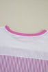 Striped Patchwork Mixed Print Bracelet Sleeve T Shirt
