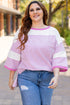Striped Patchwork Mixed Print Bracelet Sleeve T Shirt