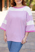 Striped Patchwork Mixed Print Bracelet Sleeve T Shirt