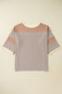 Striped Patchwork Mixed Print Bracelet Sleeve T Shirt