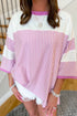 Striped Patchwork Mixed Print Bracelet Sleeve T Shirt