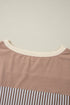 Striped Patchwork Mixed Print Bracelet Sleeve T Shirt