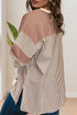 Striped Patchwork Mixed Print Bracelet Sleeve T Shirt