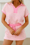 Striped Patchwork Polo Shirt And Drawstring Skort Matching Set