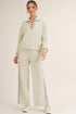 Striped Patchwork Quarter Zip Wide Leg Pant Set