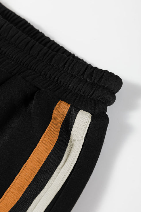 Striped Patchwork Quarter Zip Wide Leg Pant Set