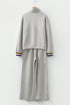 Striped Patchwork Quarter Zip Wide Leg Pant Set