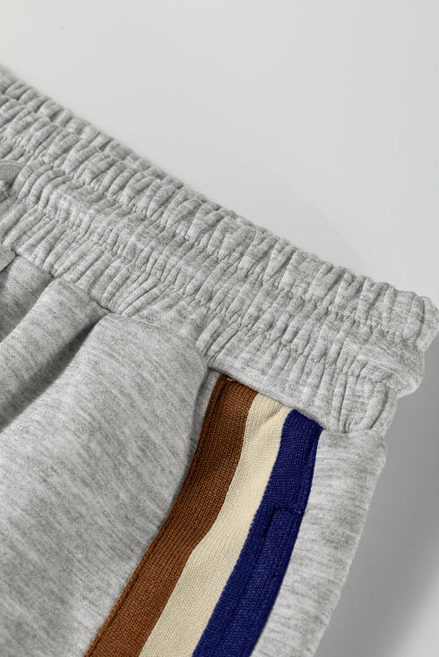 Striped Patchwork Quarter Zip Wide Leg Pant Set