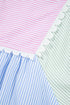 Striped Patchwork Ric Rac Puff Sleeve Collared Mini Dress