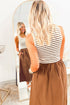 Striped Patchwork Sleeveless Casual Long Maxi Dress