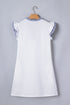 Striped Patchwork Split Neck Ruffle Trim Sleeveless Mini Dress
