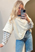 Striped Patchwork Two In One Long Sleeve Top