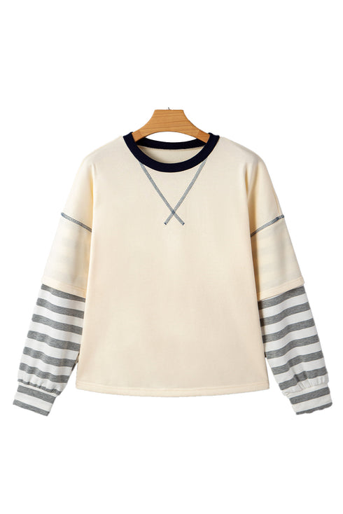 Striped Patchwork Two In One Long Sleeve Top