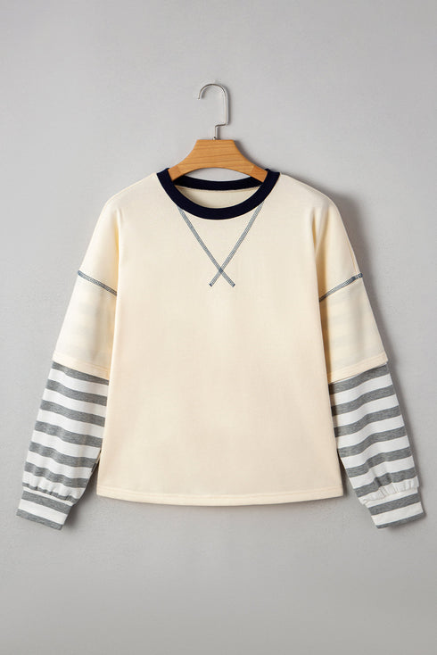 Striped Patchwork Two In One Long Sleeve Top