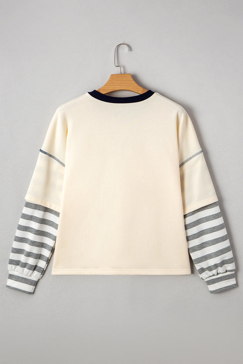 Striped Patchwork Two In One Long Sleeve Top