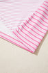 Striped Patchwork Waffle Knit Exposed Seam Long Sleeve Top