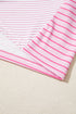 Striped Patchwork Waffle Knit Exposed Seam Long Sleeve Top