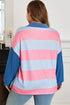 Striped Patchwork Zip Up Pullover Sweatshirt