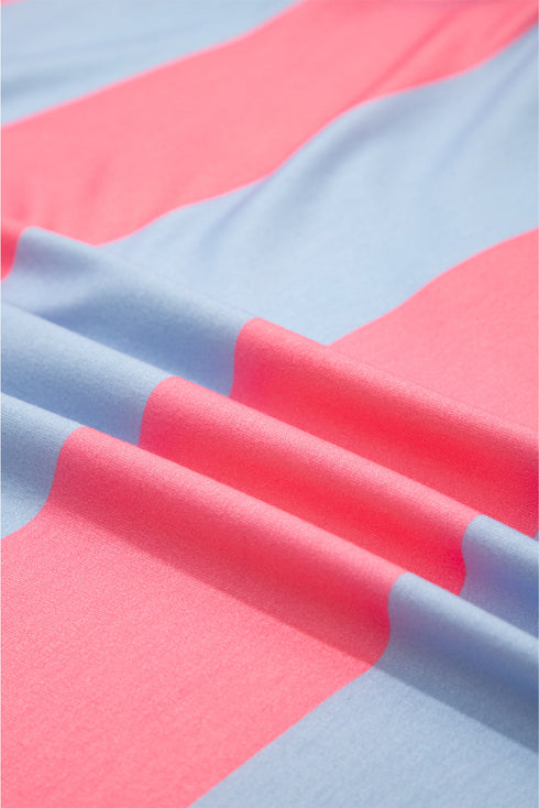 Striped Patchwork Zip Up Pullover Sweatshirt