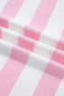 Striped Patchwork Zipper Pullover Elastic Waist Shorts Two Piece Short Set