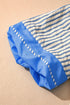 Striped Pattern Block V Neck Short Sleeve Blouse