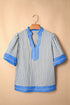 Striped Pattern Block V Neck Short Sleeve Blouse