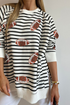 Striped Pattern Football Graphic Pullover Sweatshirt