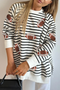 Striped Pattern Football Graphic Pullover Sweatshirt