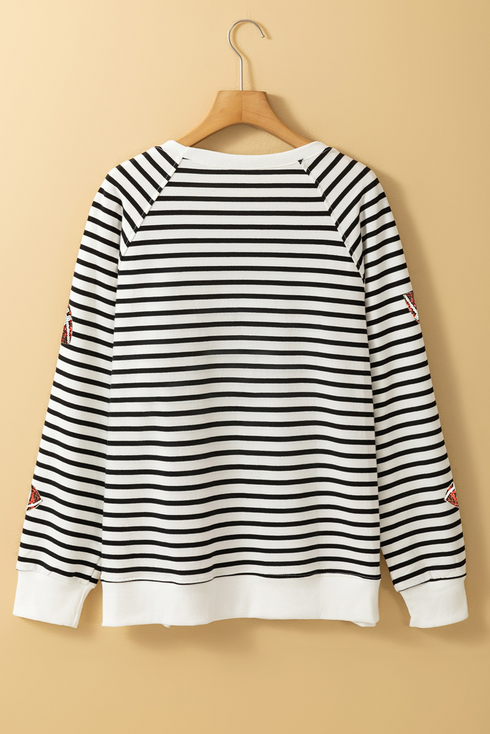 Striped Pattern Football Graphic Pullover Sweatshirt