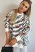 Striped Pattern Football Graphic Pullover Sweatshirt
