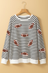 Striped Pattern Football Graphic Pullover Sweatshirt