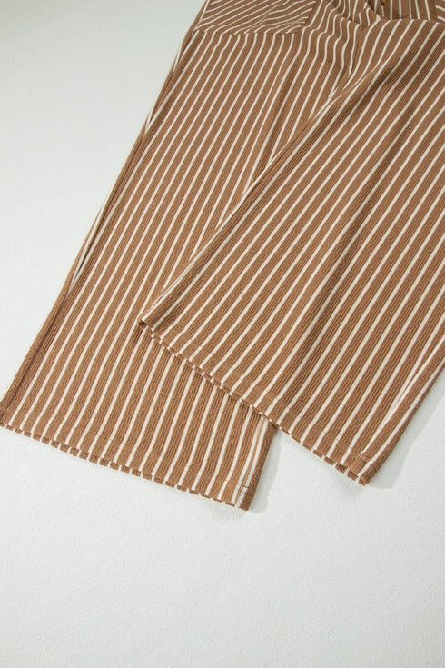 Striped Pattern Functional Pocket Detail Matching Loungewear