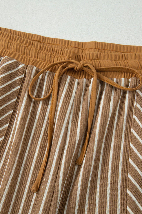 Striped Pattern Functional Pocket Detail Matching Loungewear