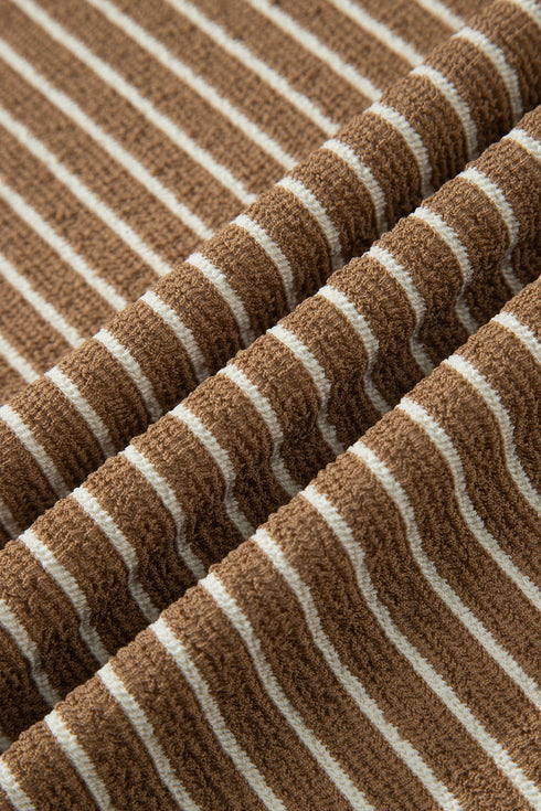 Striped Pattern Functional Pocket Detail Matching Loungewear