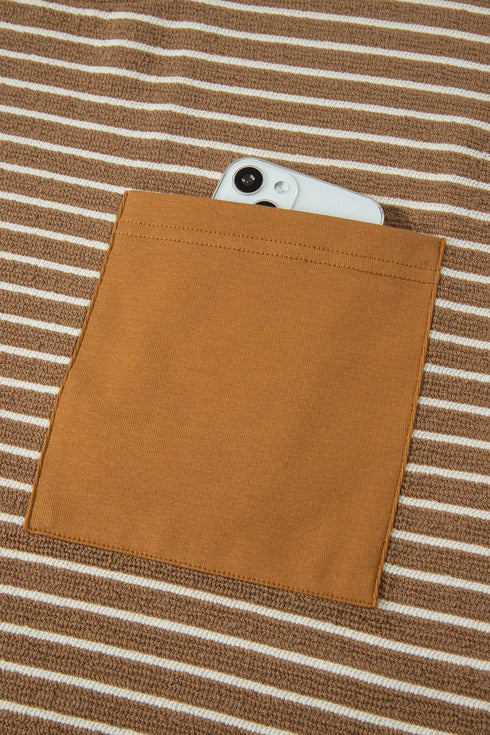 Striped Pattern Functional Pocket Detail Matching Loungewear
