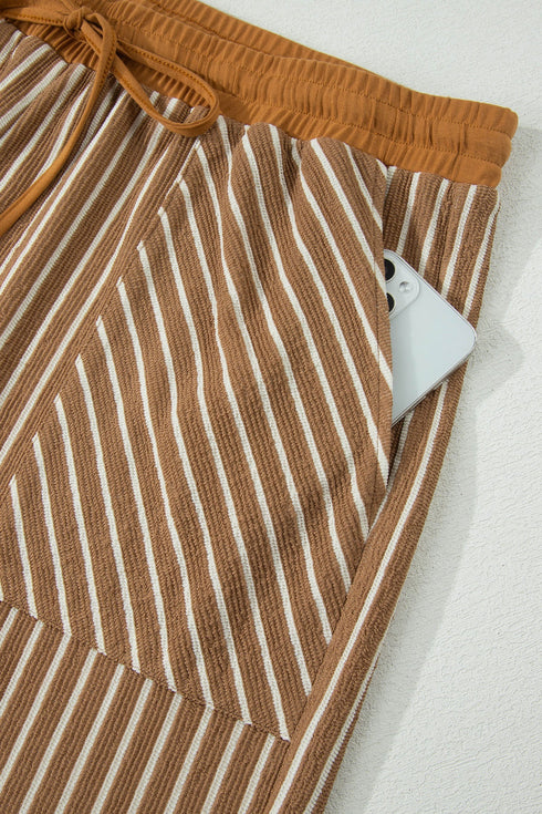 Striped Pattern Functional Pocket Detail Matching Loungewear