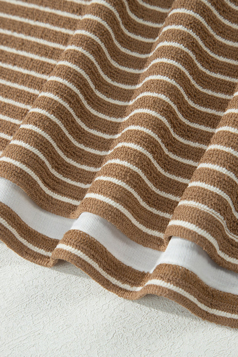 Striped Pattern Functional Pocket Detail Matching Loungewear