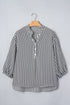 Striped Pattern Half Sleeve Button Up Blouse