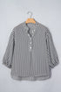 Striped Pattern Half Sleeve Button Up Blouse