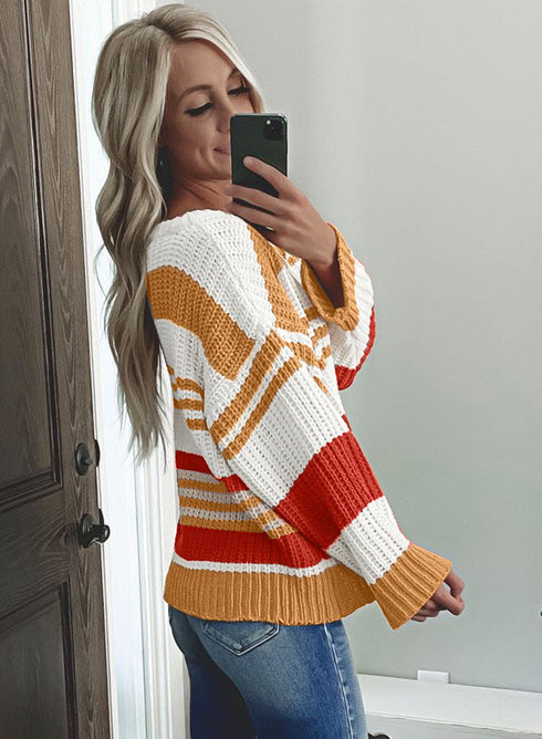 Striped Pattern Knit Sweater