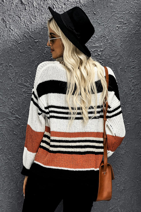 Striped Pattern Knit Sweater