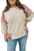 Striped Pattern Patchwork Bow Bracelet Sleeve Top