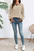 Striped Pattern Patchwork Ribbed Cuff Pullover Sweatshirt