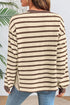 Striped Pattern Patchwork Ribbed Cuff Pullover Sweatshirt