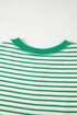 Striped Pattern Short Ruffle Sleeve Round Neck Top