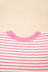 Striped Pattern Short Ruffle Sleeve Round Neck Top