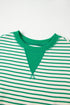 Striped Pattern Short Ruffle Sleeve Round Neck Top