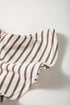 Striped Pattern Short Ruffle Sleeve Round Neck Top
