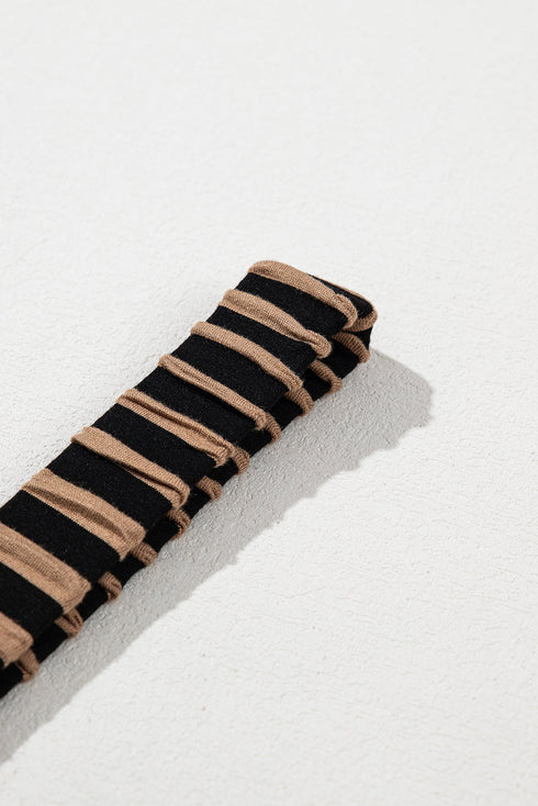 Striped Pattern Square Neck Shirred Wide Leg Jumpsuit