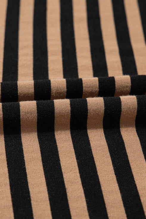 Striped Pattern Square Neck Shirred Wide Leg Jumpsuit